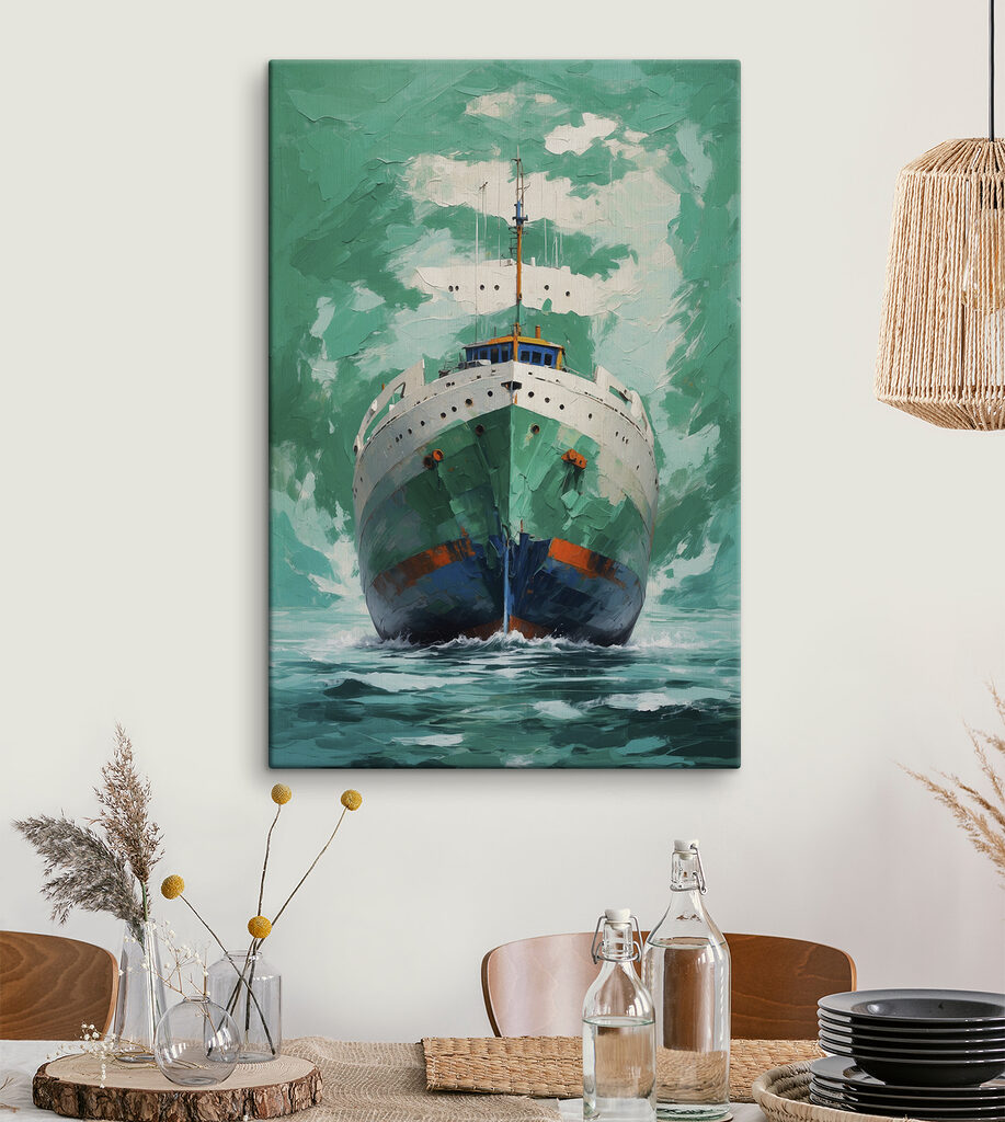 Painting of a ship in the water