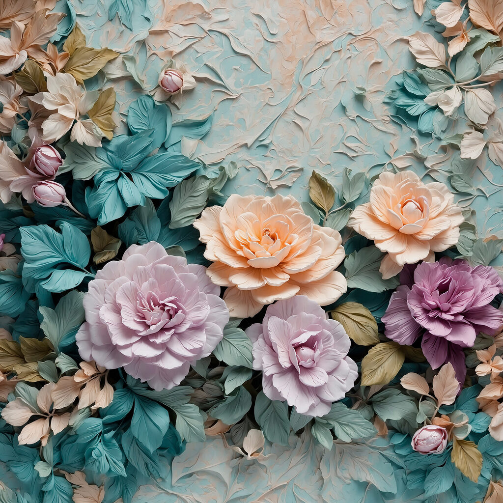 Group of flowers on a wall