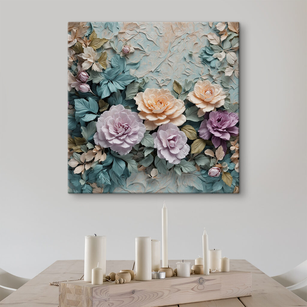 Group of flowers on a wall