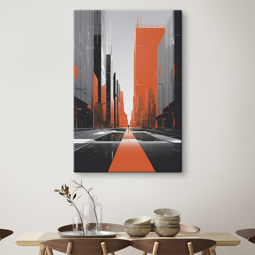 Person walking on a street with tall buildings Person walking on a street with tall buildings