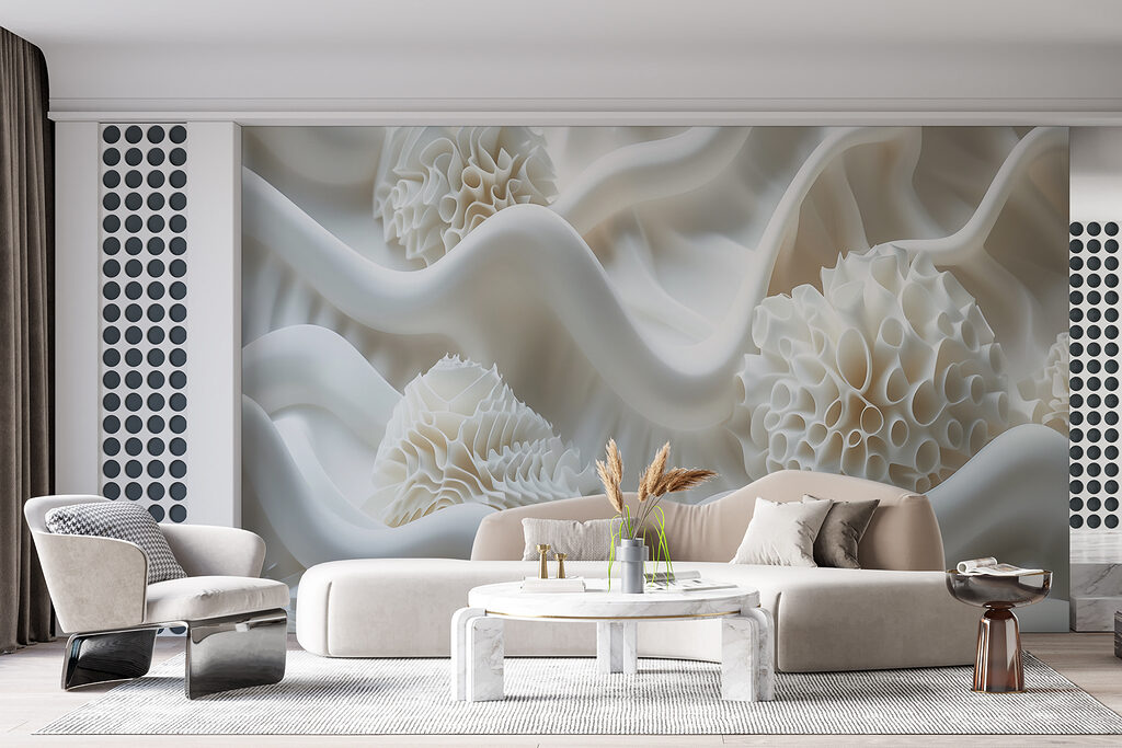 White fabric with white balls White fabric with white balls