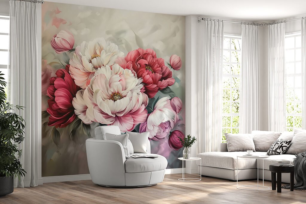 Painting of flowers on a surface Painting of flowers on a surface