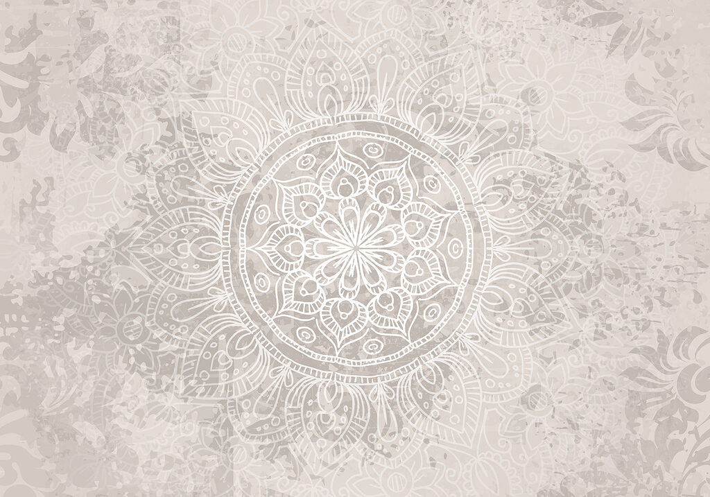 Bílá a šedá mandala Bílá a šedá mandala
