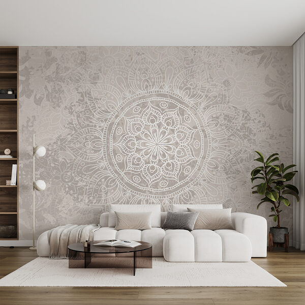 Bílá a šedá mandala Bílá a šedá mandala
