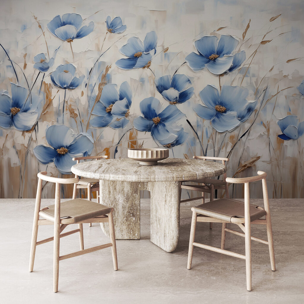 Painting of blue flowers Painting of blue flowers