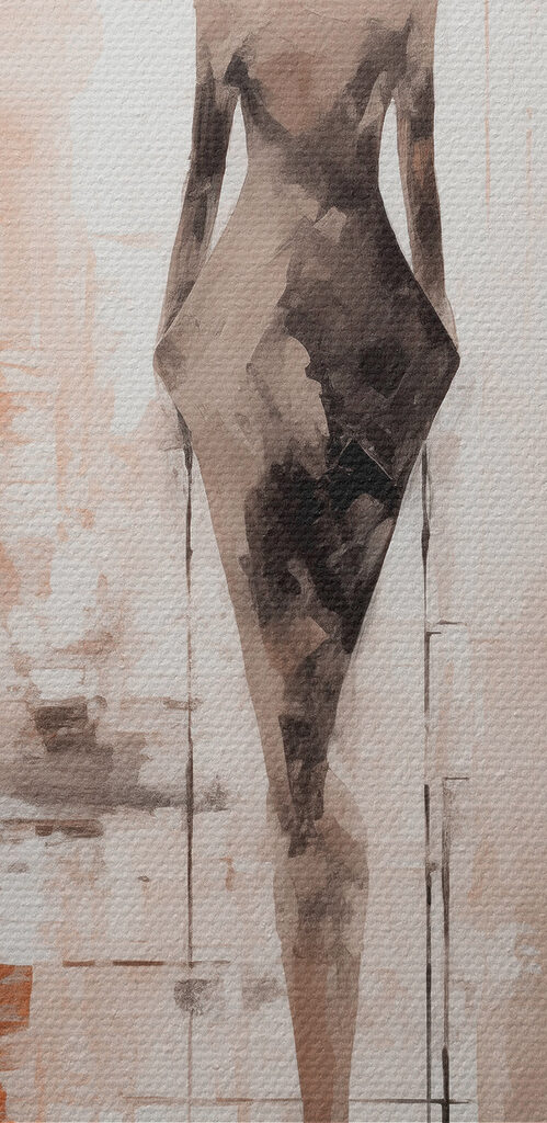 Painting of a woman standing in a room