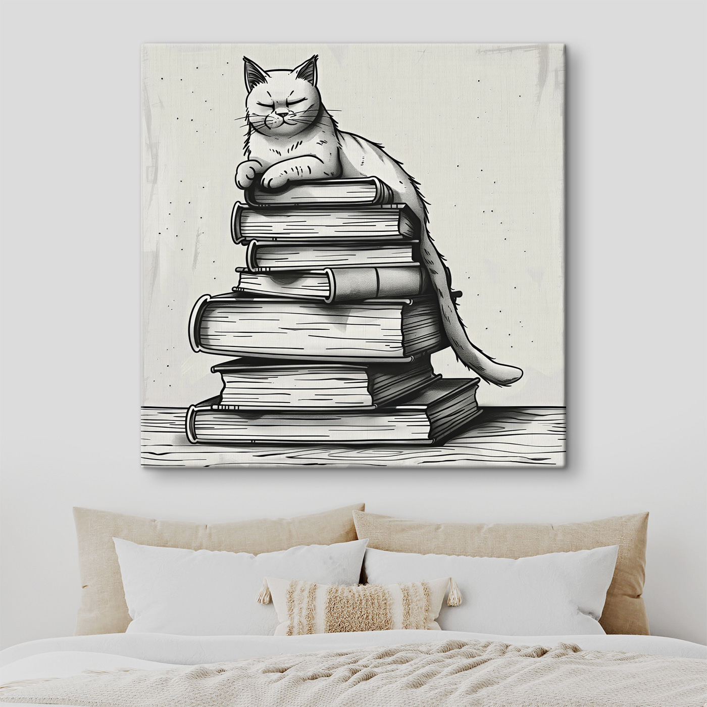 Cat sitting on a stack of books