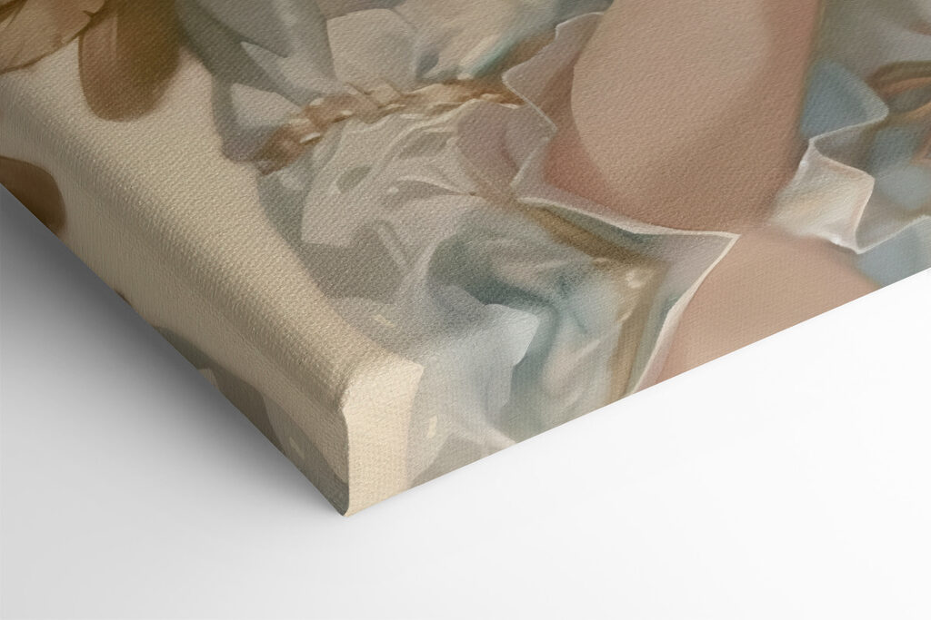 Child with blonde hair and wings praying