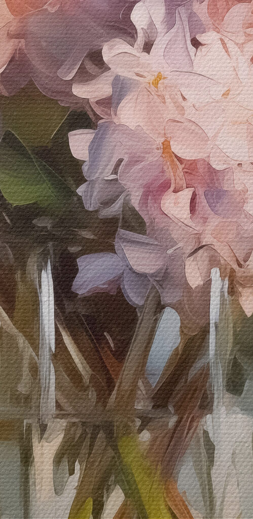 Painting of flowers in a glass vase