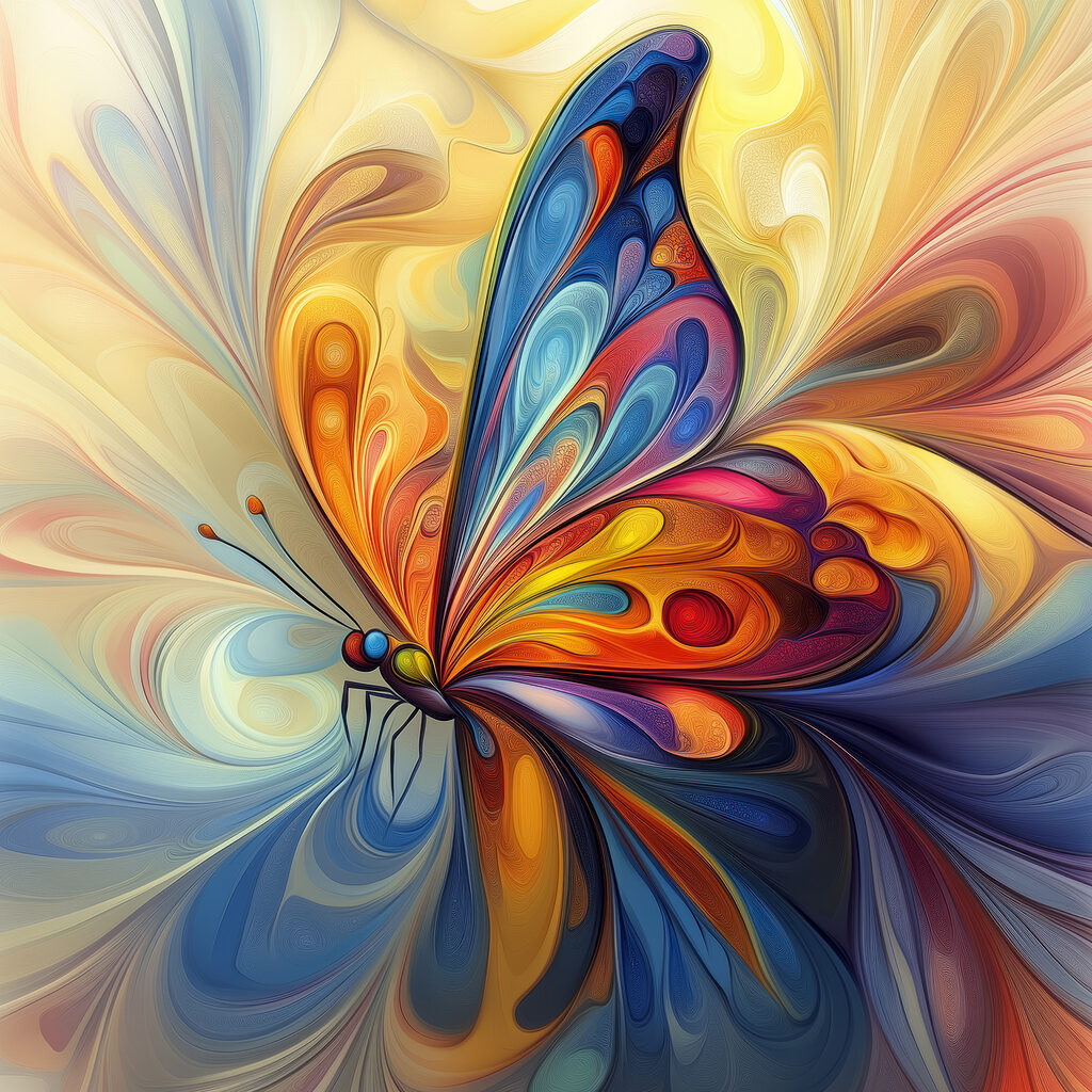 Colorful butterfly with a swirly pattern