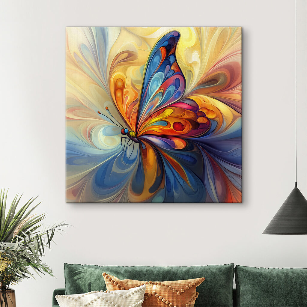 Colorful butterfly with a swirly pattern