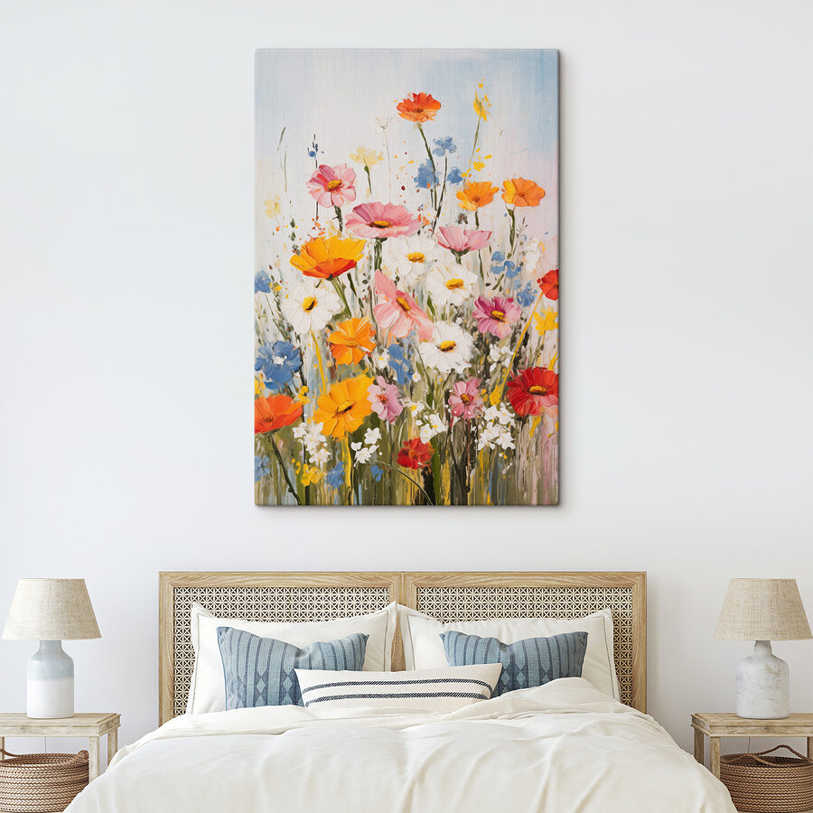 Painting of flowers on a wall Painting of flowers on a wall