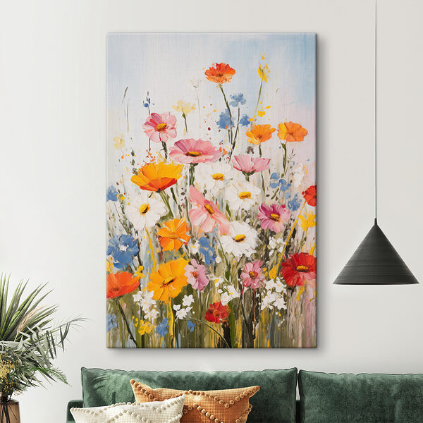 Painting of flowers on a wall Painting of flowers on a wall