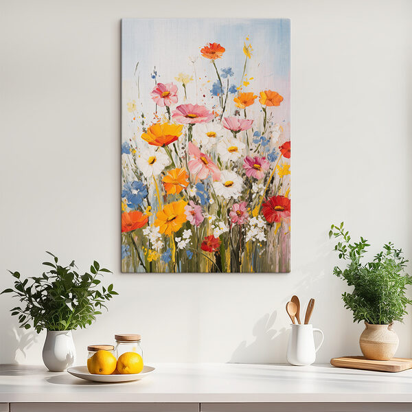 Painting of flowers on a wall Painting of flowers on a wall