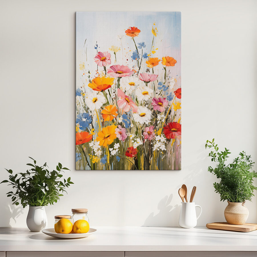 Painting of flowers on a wall Painting of flowers on a wall
