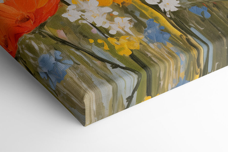 Painting of flowers on a wall Painting of flowers on a wall