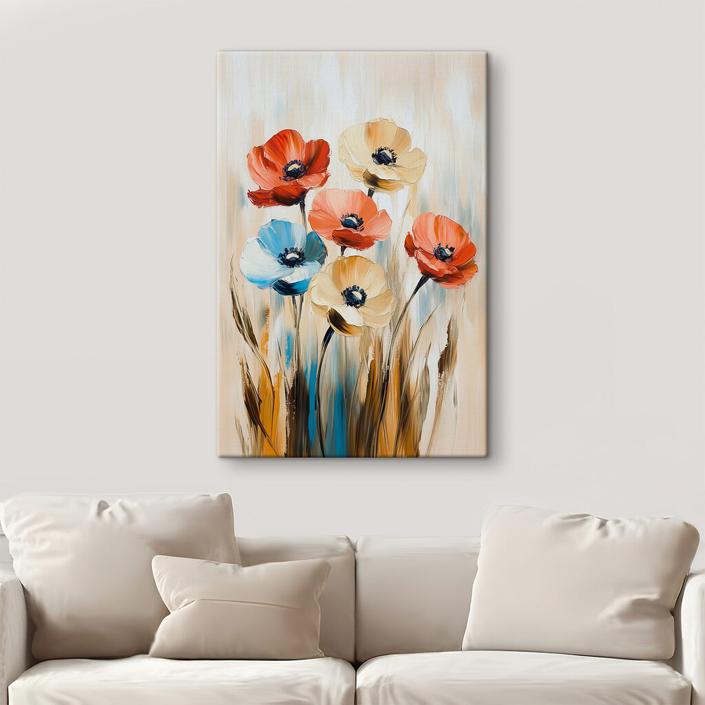 Painting of flowers on a canvas Painting of flowers on a canvas