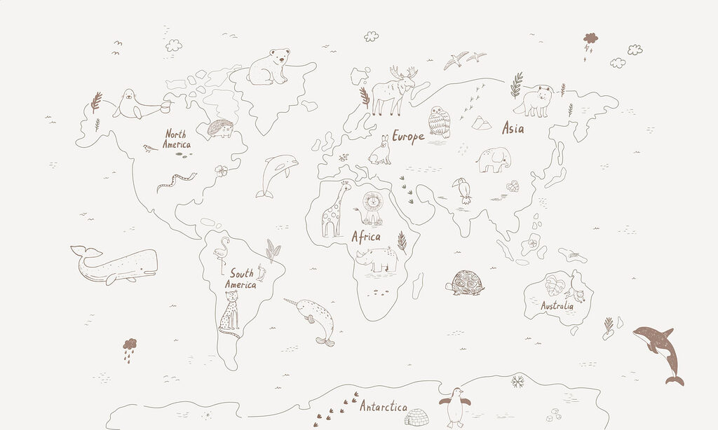 Mapa světa se zvířaty Mapa světa se zvířaty