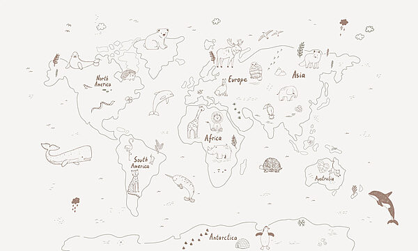 Mapa světa se zvířaty Mapa světa se zvířaty