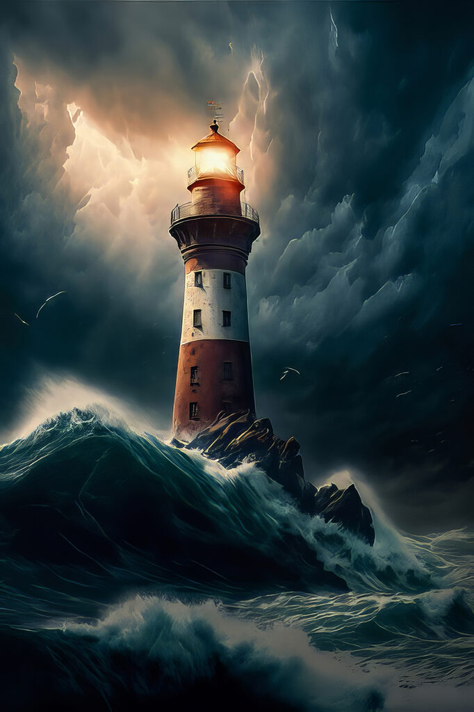 Lighthouse in the ocean