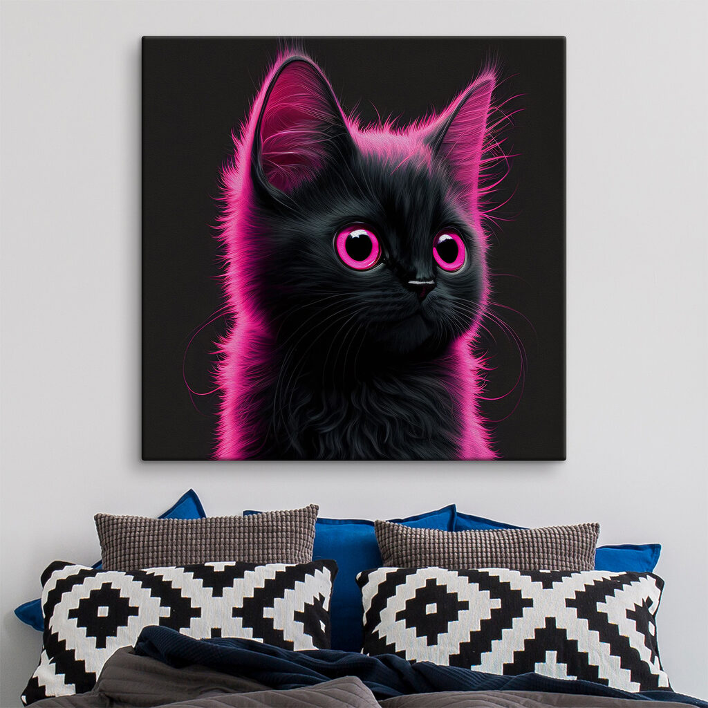 Black cat with pink hair