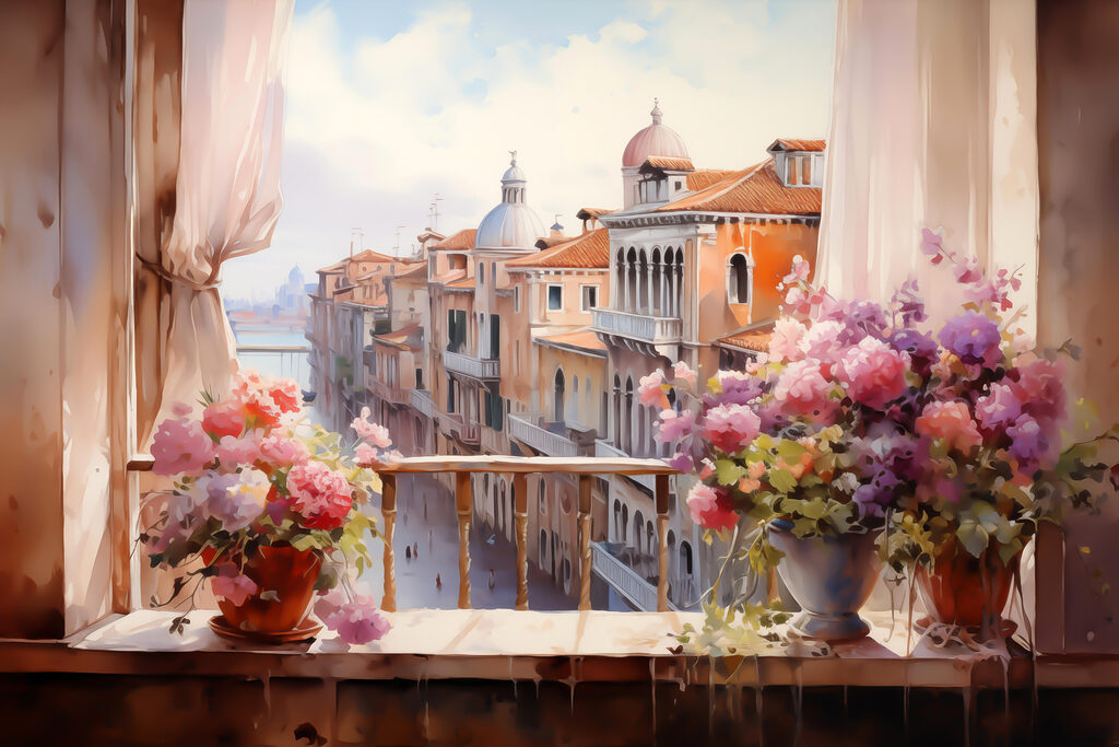 View of a city from a balcony