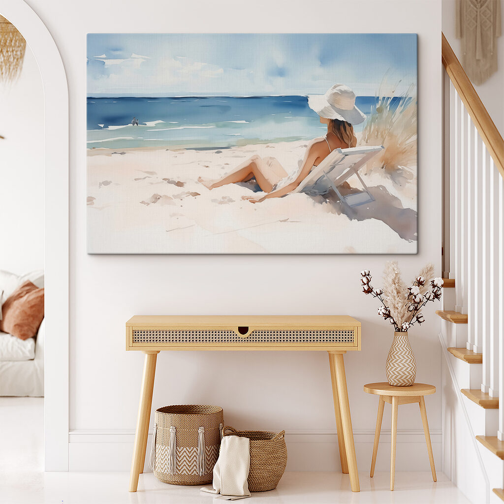 Woman sitting in a chair on a beach