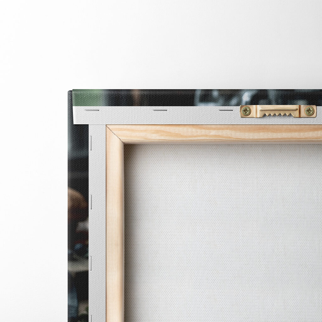 Cup of coffee with a latte art on a plate with fruit and cereals