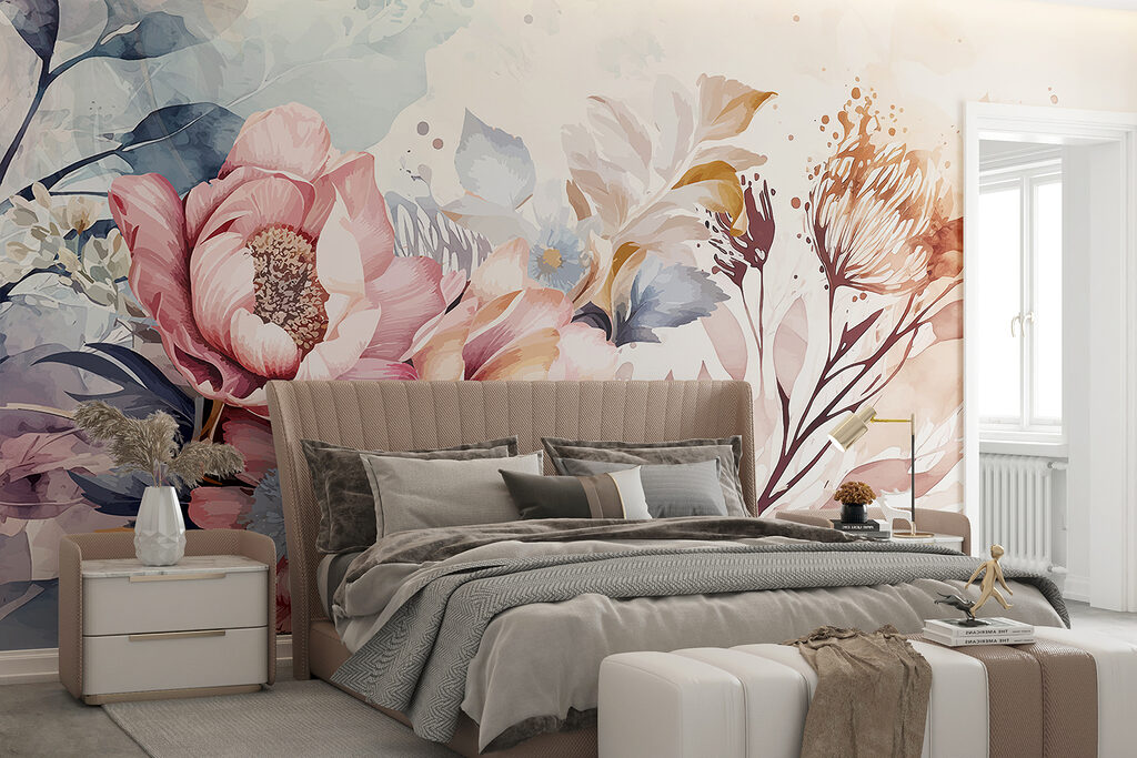 Painting of flowers and leaves