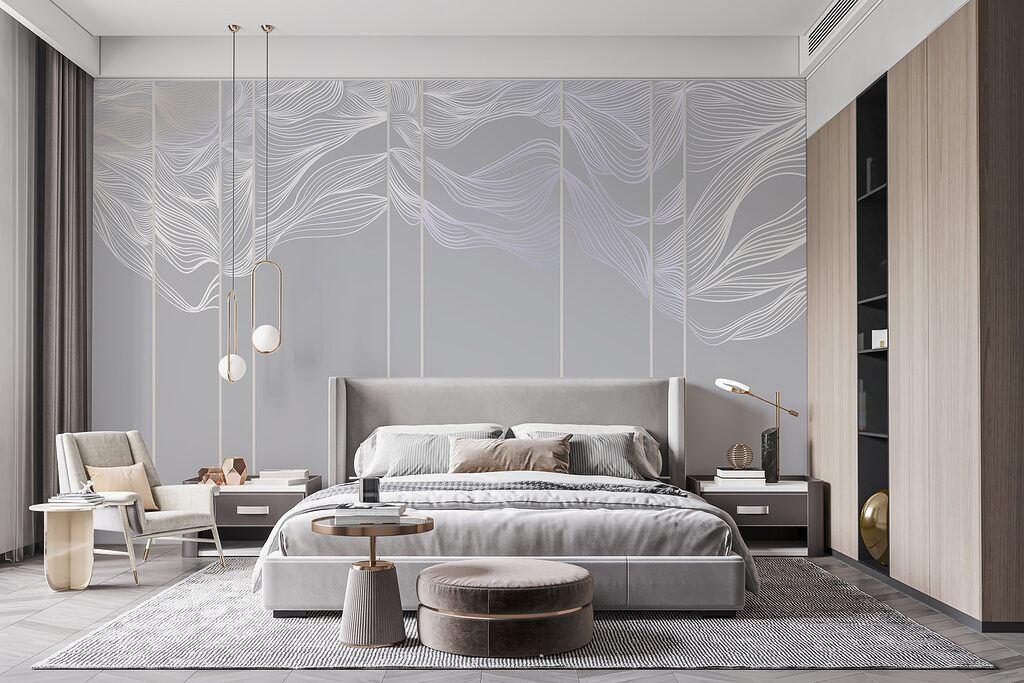 White and purple line art