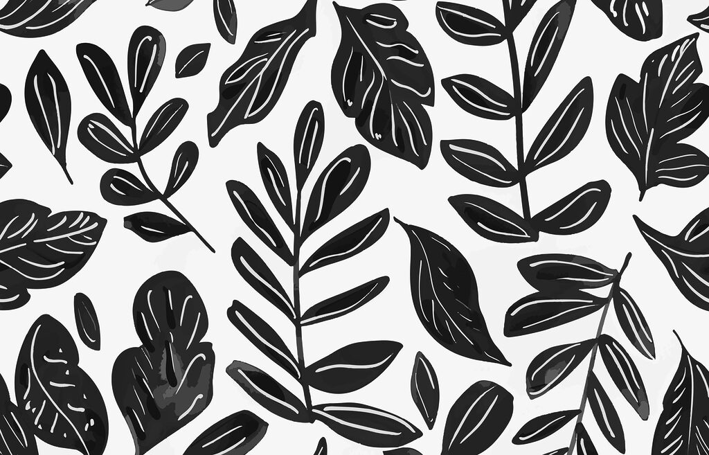Black and white pattern of leaves