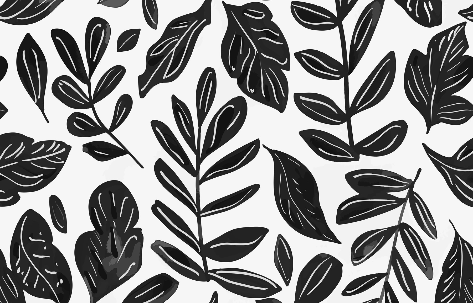 Black and white pattern of leaves