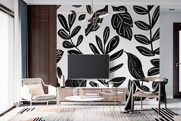 Black and white pattern of leaves