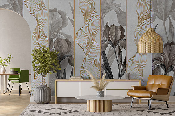 Elegantní vlny a květinový design Elegantní vlny a květinový design