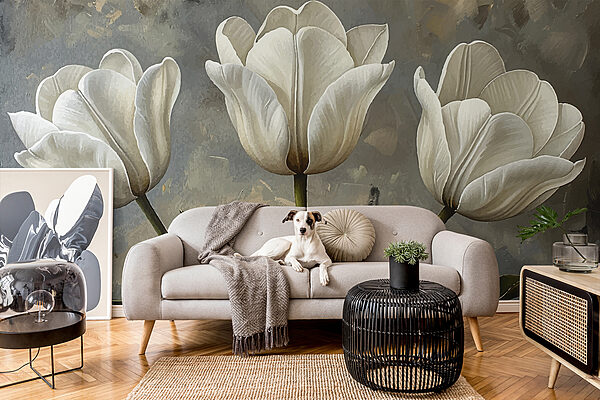 Malba bílých tulipánů Malba bílých tulipánů