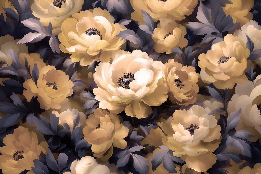 Group of flowers with leaves