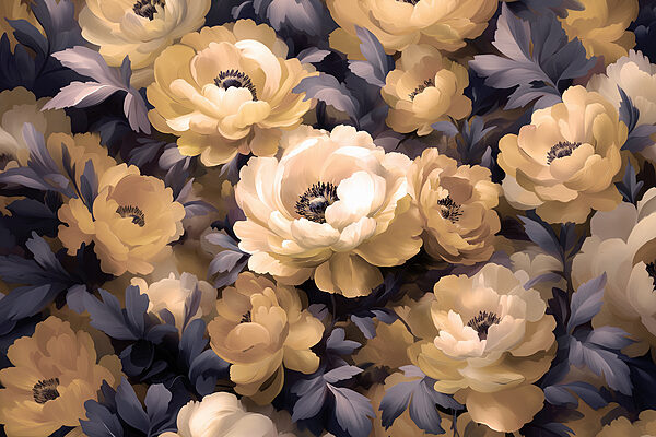 Group of flowers with leaves