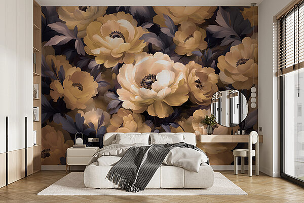 Group of flowers with leaves