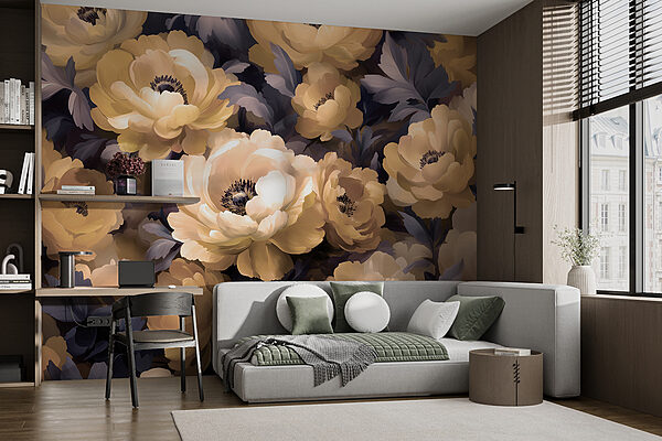 Group of flowers with leaves