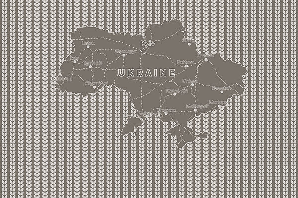 Mapa Ukrajiny s bílým textem Mapa Ukrajiny s bílým textem
