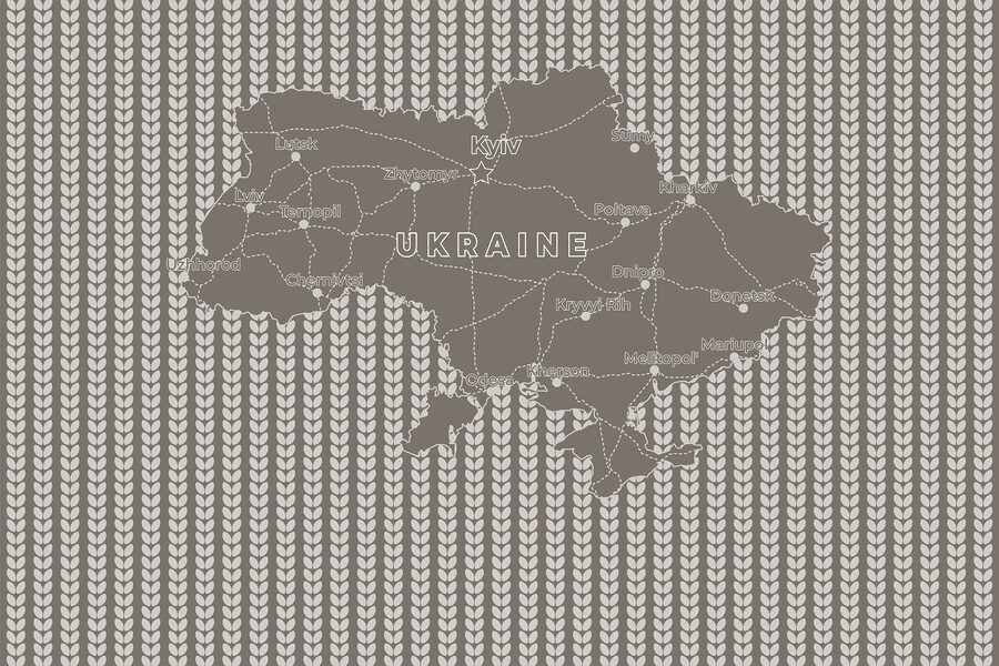Mapa Ukrajiny s bílým textem