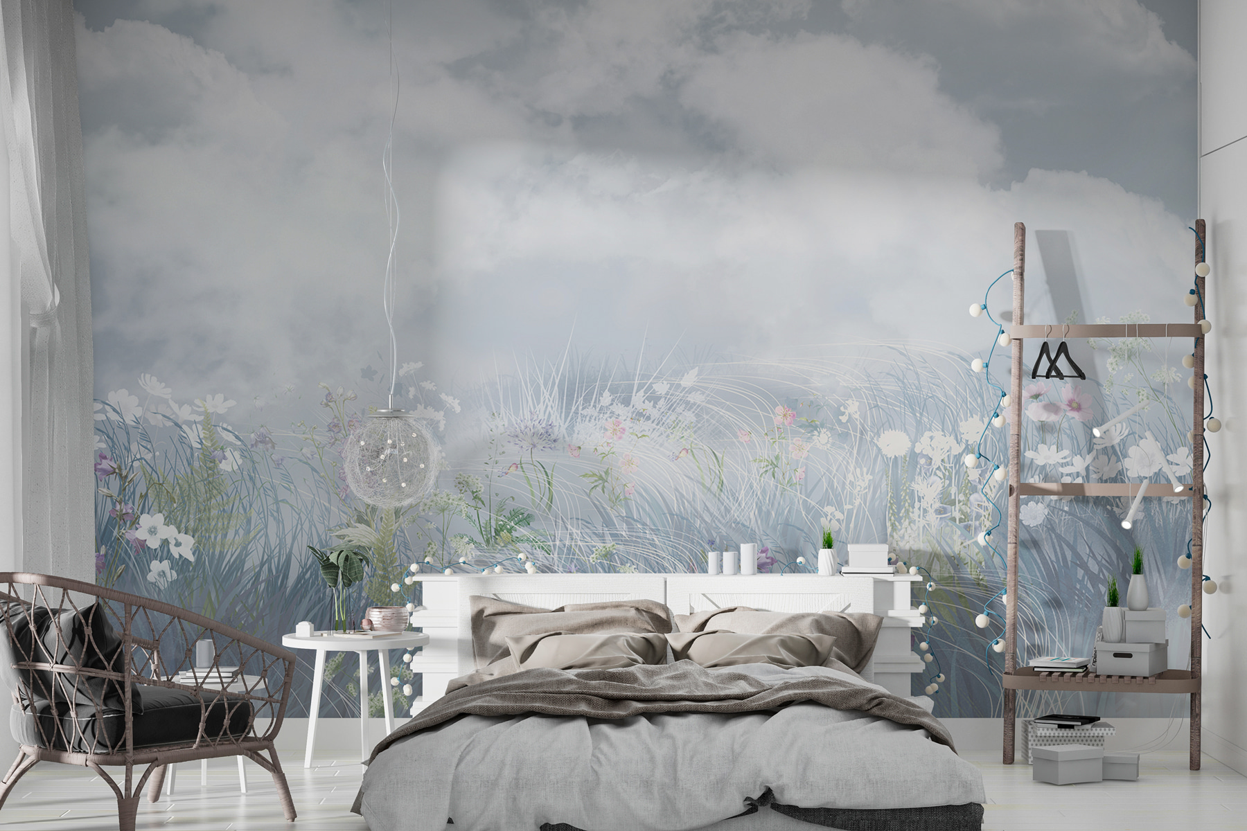 Field of flowers and grass