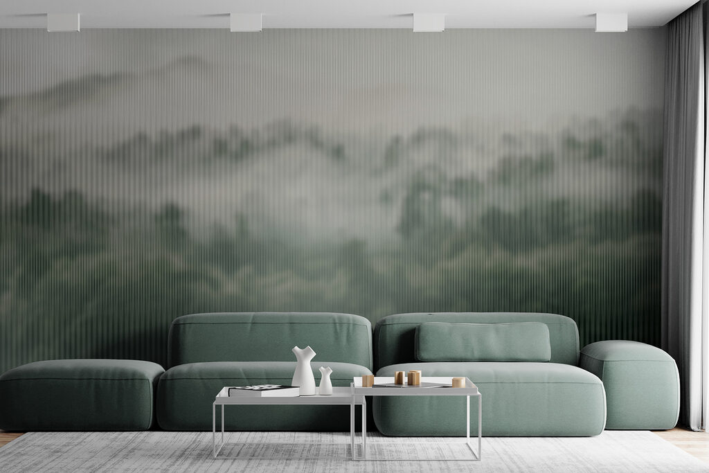 Foggy forest with trees Foggy forest with trees