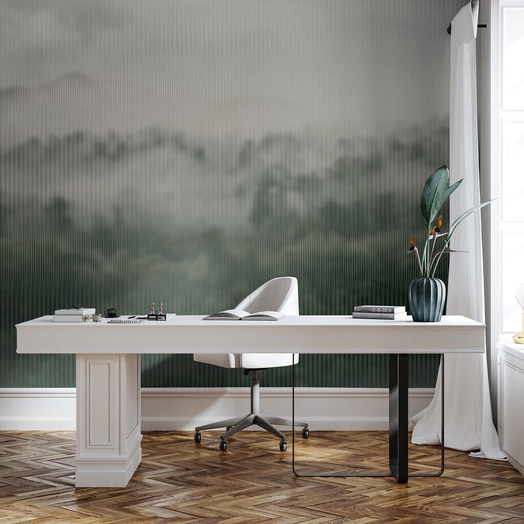 Foggy forest with trees Foggy forest with trees