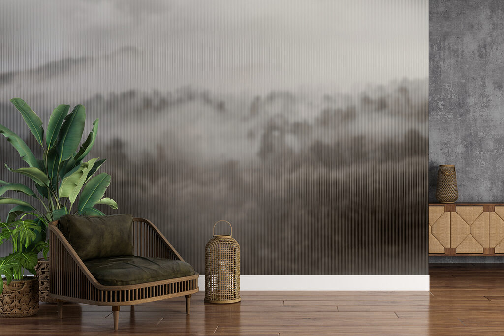 Foggy forest with trees Foggy forest with trees