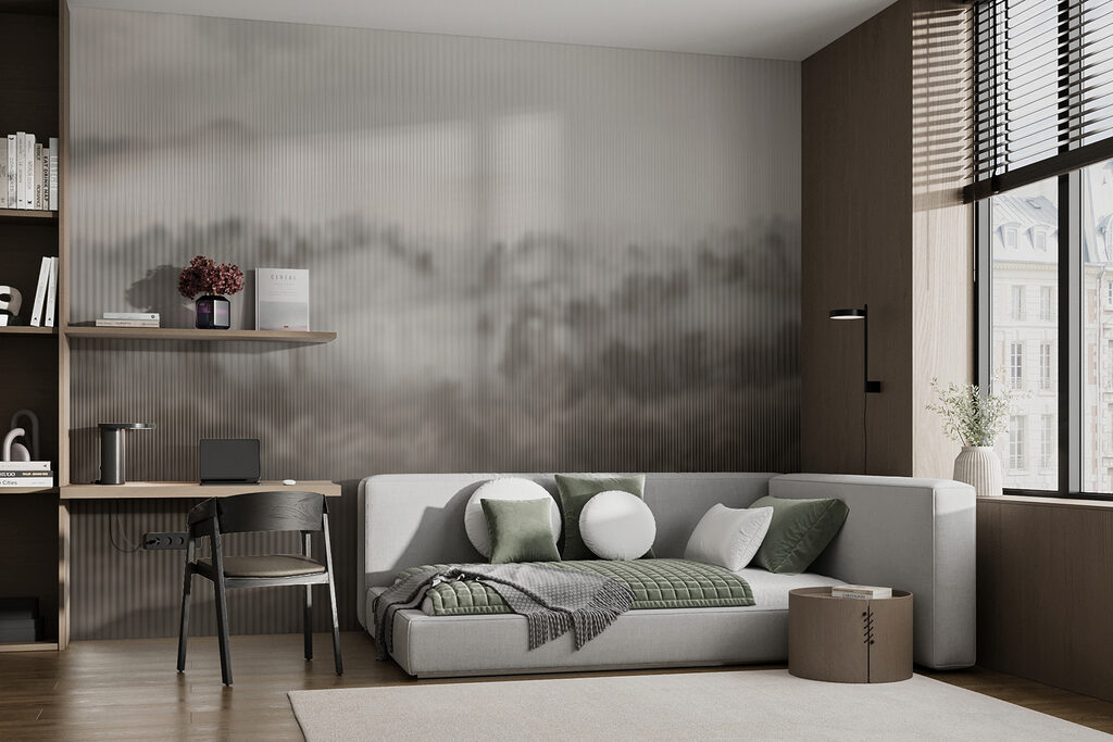 Foggy forest with trees Foggy forest with trees