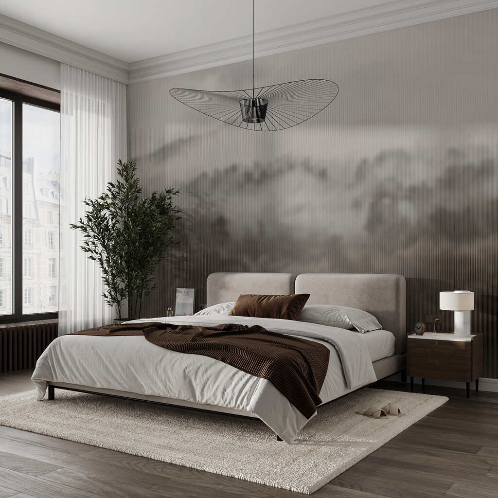 Foggy forest with trees Foggy forest with trees