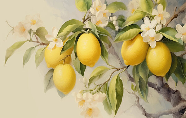 Malba citronů na stromě Malba citronů na stromě