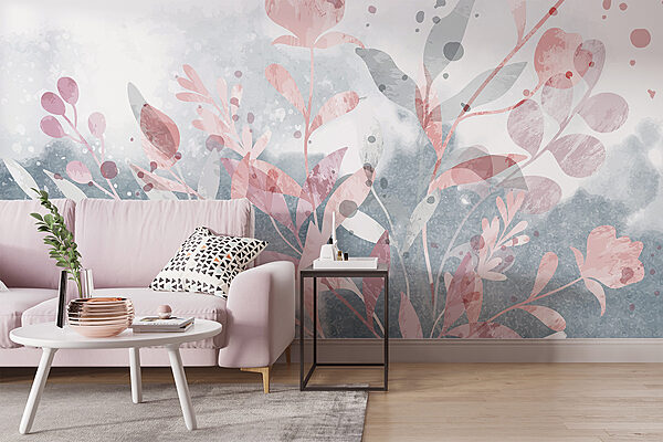 Růžový a šedý květinový design Růžový a šedý květinový design