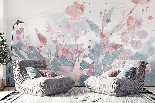 Růžový a šedý květinový design Růžový a šedý květinový design